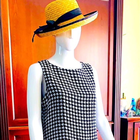 Beymen black & White houndstooth pattern sheer viscone dress at knee US 12 - Picture 5 of 16